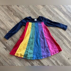 Hanna Andersson Size 100 (4) Long Sleeve Rainbow Panel Dress